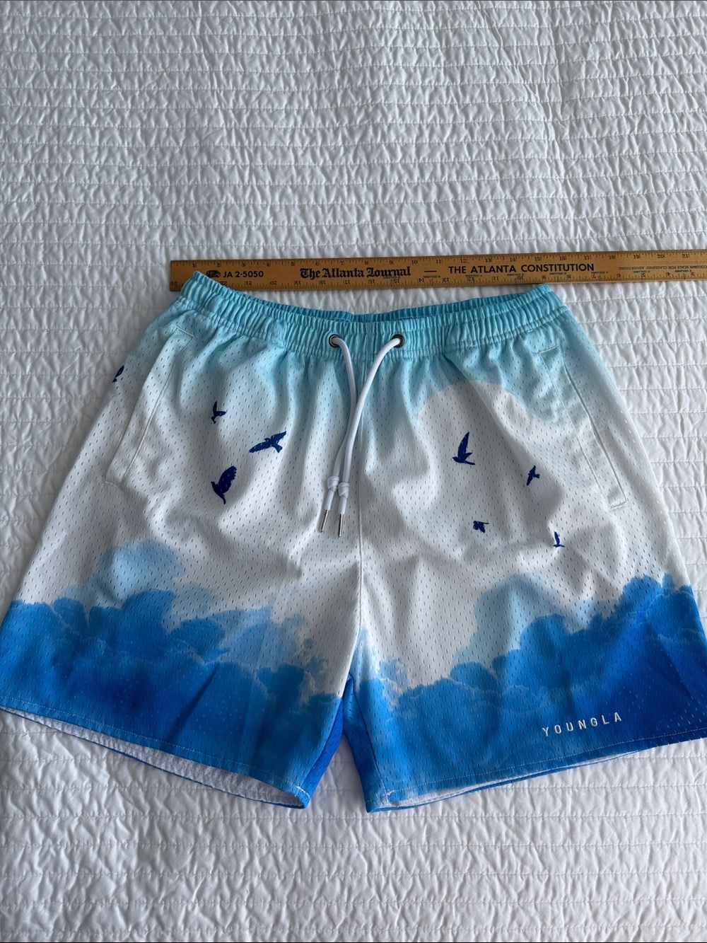YoungLA Cloud Mesh Shorts Blue White XL Athletic Gym Shorts